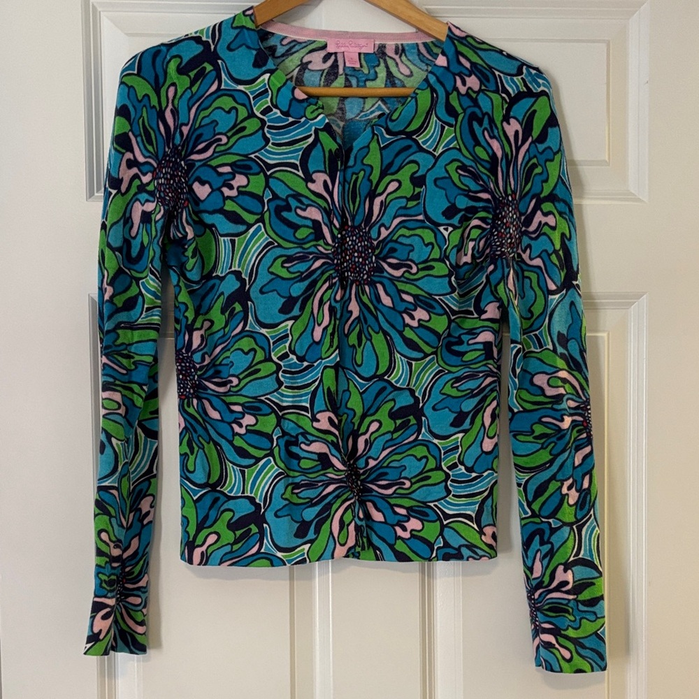 Lilly Pulitzer floral cardigan size Small